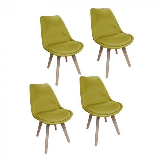 Esszimmerstuhl Samt 4er Set Atlanta Curry 