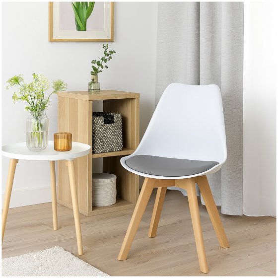 Esszimmerstuhl Samt Atlanta Weiß/Hellgrau 