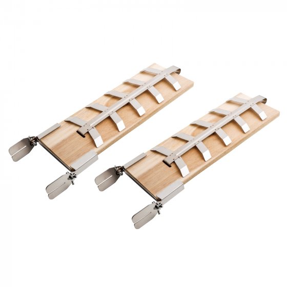 Flammlachsbrett 2er Set Holzplanke / Edelstahl 