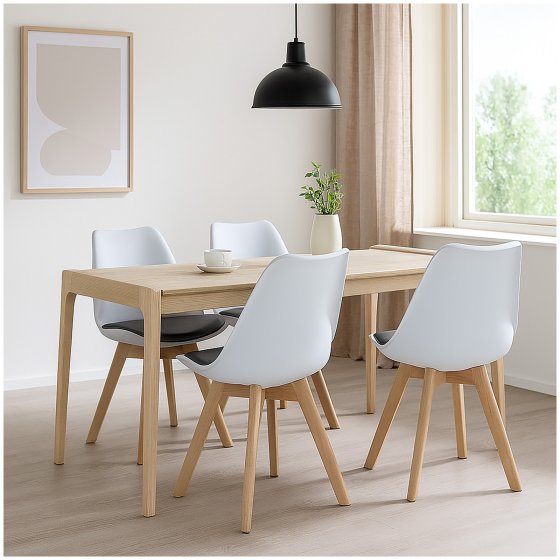 Esszimmerstuhl Samt 4er Set Atlanta Weiß/Hellgrau 