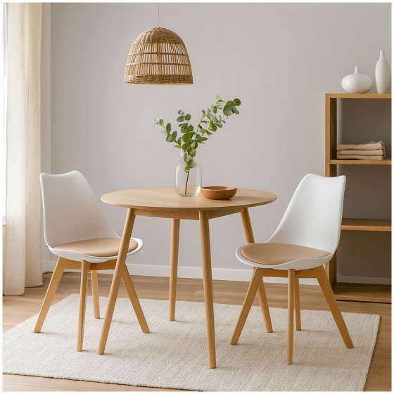 Esszimmerstuhl Samt 2er Set Atlanta Weiß/Creme 