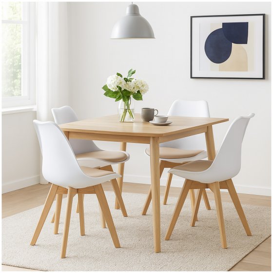 Esszimmerstuhl Samt 4er Set Atlanta Weiß/Creme 