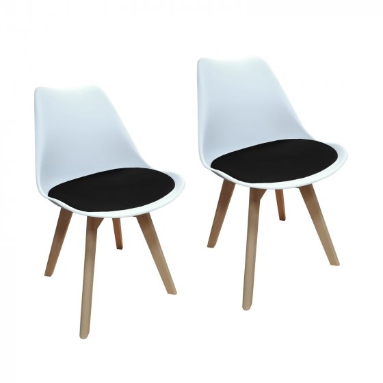 Esszimmerstuhl Samt 2er Set Atlanta Weiß/Schwarz 