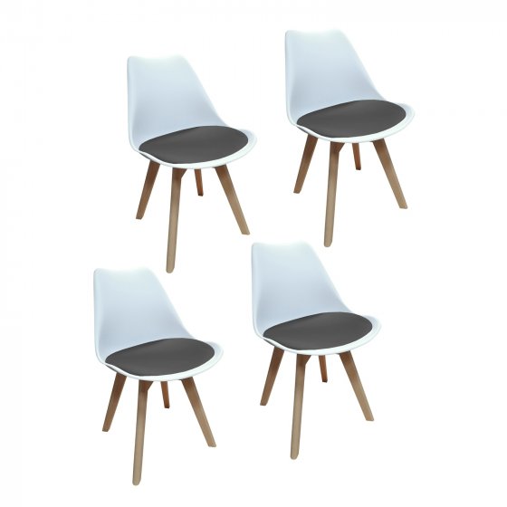 Esszimmerstuhl Samt 4er Set Atlanta Weiß/Grau 