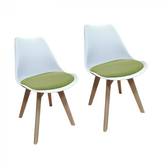 Esszimmerstuhl 2er Set Atlanta Weiß/Grün 