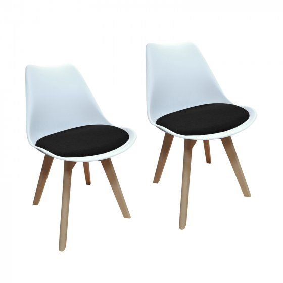 Esszimmerstuhl 2er Set Atlanta Weiß/Schwarz 