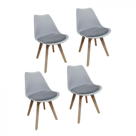 Esszimmerstuhl 4er Set Atlanta Hellgrau/Dunkelgrau 