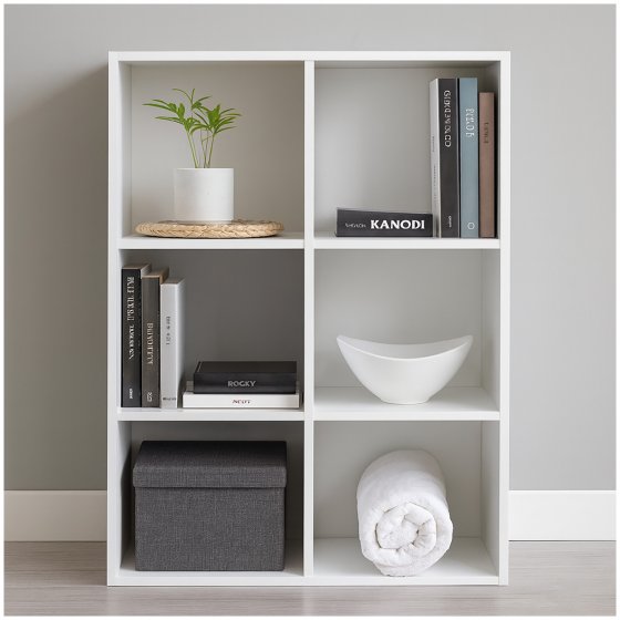 Standregal Weiß 6 Fächer 60 x 90 x 30 cm vielseitig als Regal oder Raumteiler 