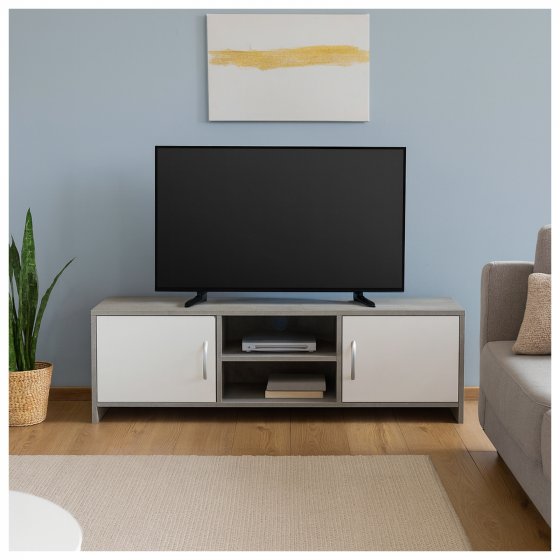 TV-Schrank Thekla Beton/Weiß 