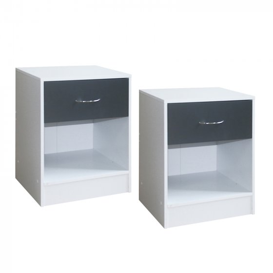 Nachtschrank 2er Set Thekla Weiß/Grau 