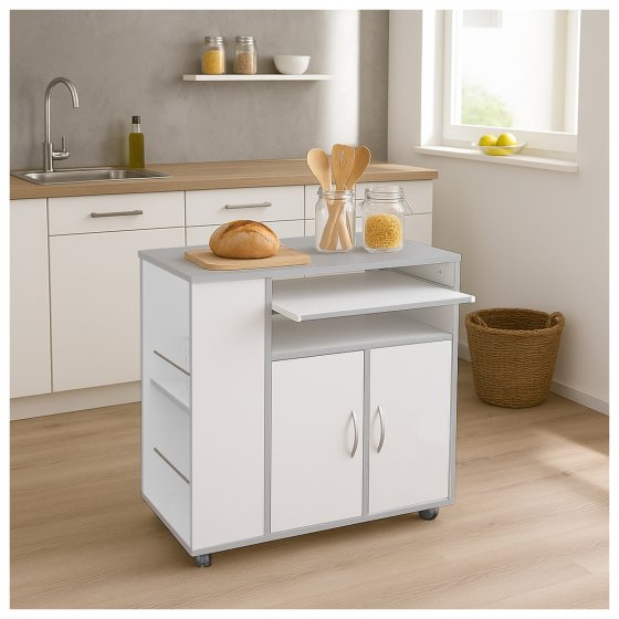 Küchenschrank Thekla Weiß/Silber 