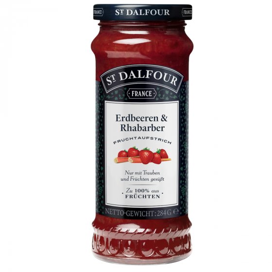 St. Dalfour Fruchtaufstrich Erdbeeren und Rhabarber Konfitüre 284g 
