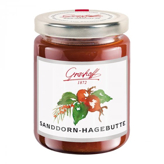 Grashoff Sanddorn Hagebutte Konfitüre Extra fruchtig süß 250g 
