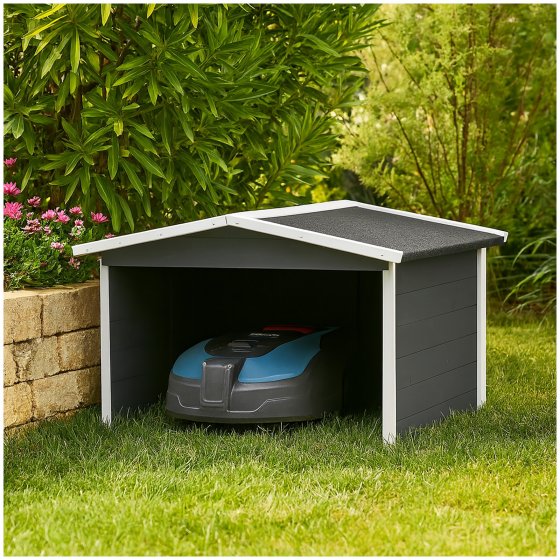 Garage für Mähroboter Robustes Holzhaus mit Wetterschutz 