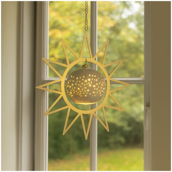 LED Stern mit Kugelleuchte und Sternchenmuster Fensterdeko Weihnachten Ø 25 cm 