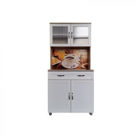 Küchenbuffet mit Glasteil Sonoma/Weiß Blanca Bistro 