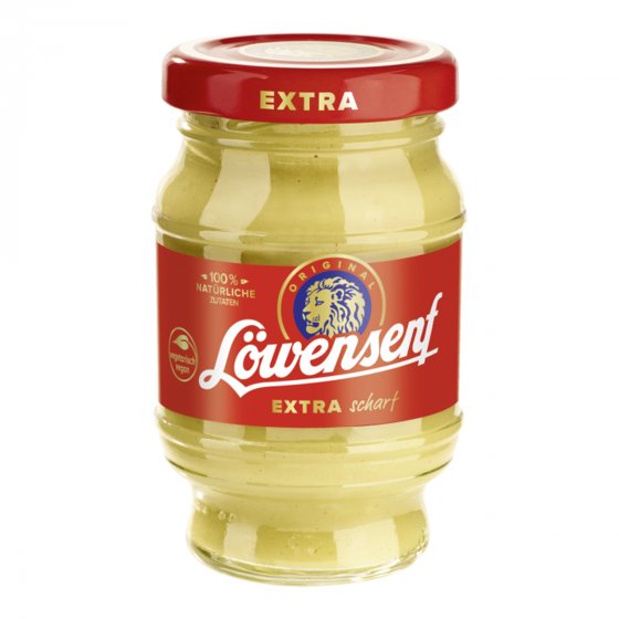 Löwensenf extra scharf im Glas fein abgeschmeckt servierfertig 100ml 