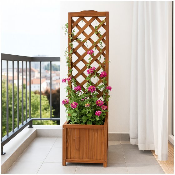 Pflanzkasten mit Rankgitter aus Holz Blumenkasten für Terrasse, Balkon und Garten 