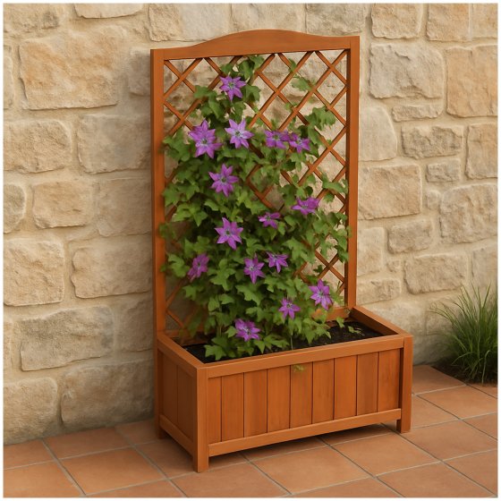 Pflanzkasten mit Rankgitter aus Holz Blumenkasten für Terrasse und Balkon 