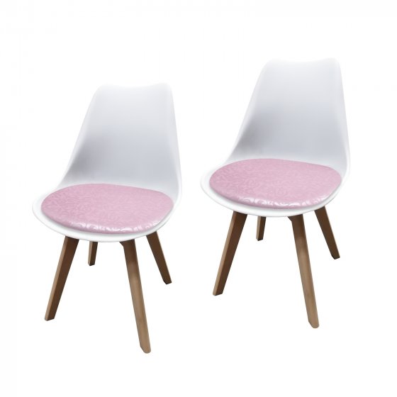 Stuhl Atlanta Weiß, PU Rosa Muster 