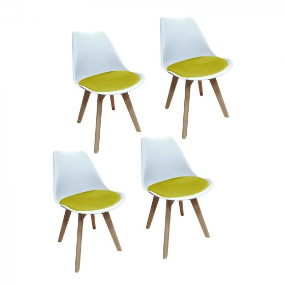 Design-Stühle mit Kunststoffschale und Samt-Sitzki Skandinavischer Look für Esszimmer und Küche 