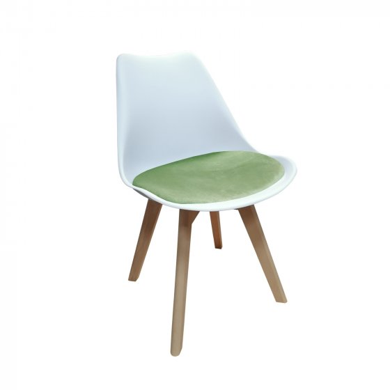 Stuhl Atlanta Weiß, Velvet Hellgrün 