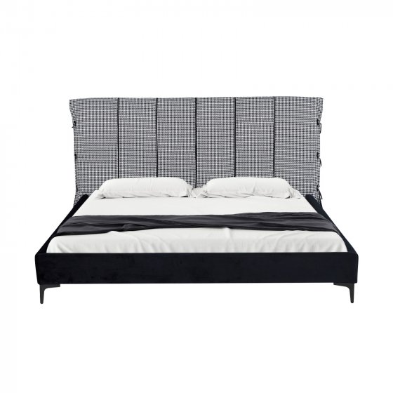 Doppelbett 180 x 200 cm Roxbury Hahnentritt Schwarz-Weiß