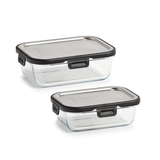 Vorratsbehälter Glas/Edelstahl/Kunststoff 2er-Set 