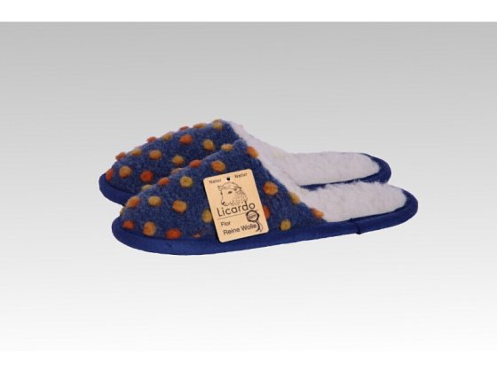 Pantoffel Wolle Noppen blau - 40/41 linke 