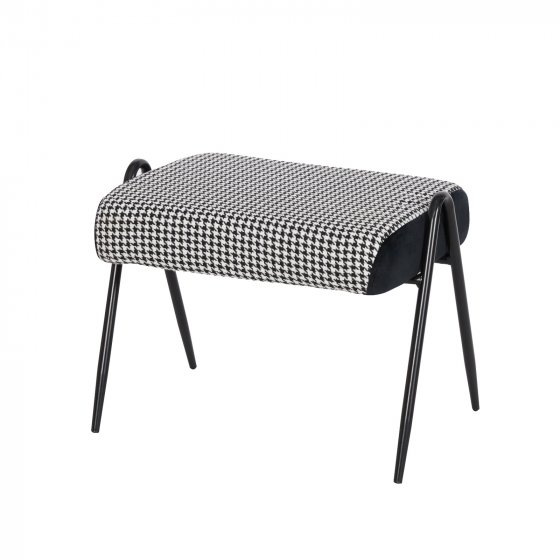 Polsterhocker B/H/T 55 x 42 x 39 cm Olean Hahnentritt Schwarz-Weiß