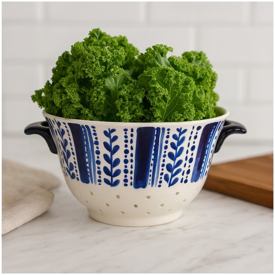 Keramik Küchensieb mit Griffen stilvolles Sieb für Obst, Gemüse und Pasta 