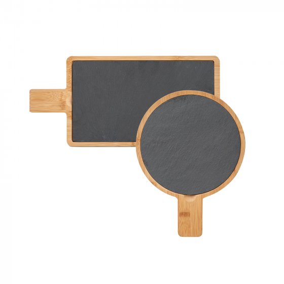 Schneide- und Servierbrett mit Schieferplatte 2er-Set 