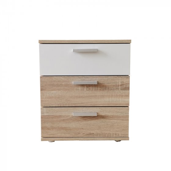 Nachtkommode 3 Schubladen Nina Sonoma Weiß 
