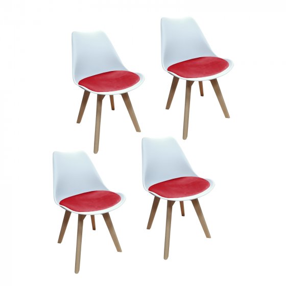 Stuhl Atlanta Weiß, Velvet Rot