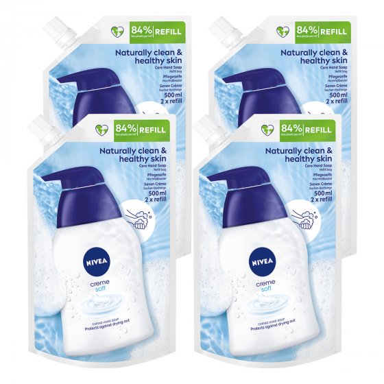Nivea Creme Soft Handseife Cremeseife im Nachfüllbeutel 500ml 4er Pack 