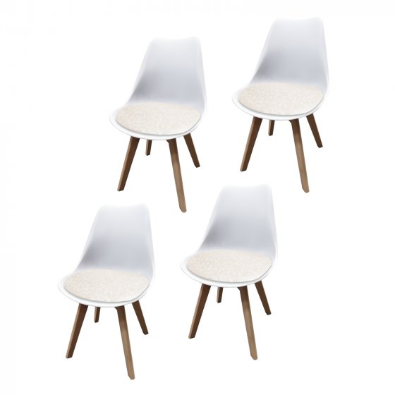 Stuhl Atlanta Weiß, PU Creme Muster