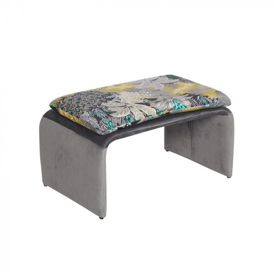 Polsterhocker B/H/T 61 x 34,5 x 40 cm Vance Dreamy Forest Grau