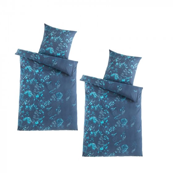 Mikrofaser Flausch Bettwäsche 2 Sets Petrol/Blau 