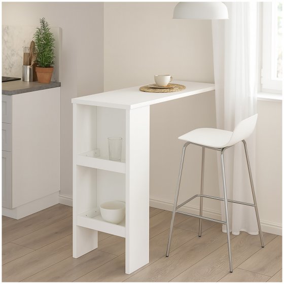 Bartisch mit Stauraum moderner Küchentisch in Weiß 