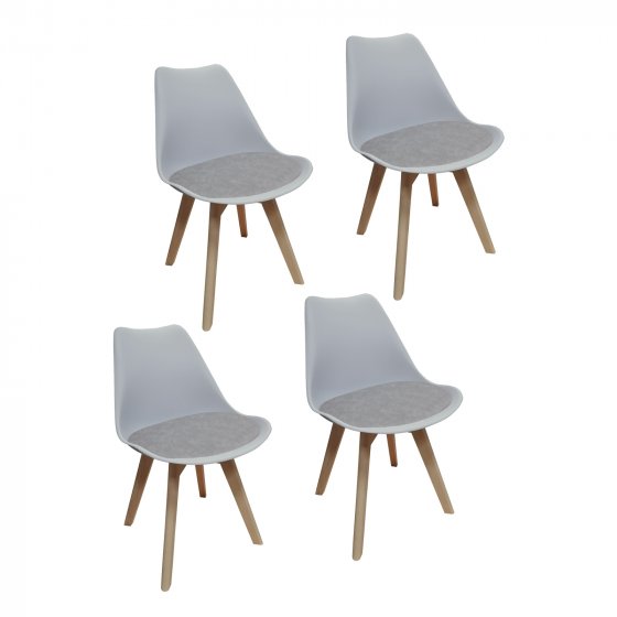 Stuhl 4er Set Atlanta Hellgrau, PU Antikgrau 