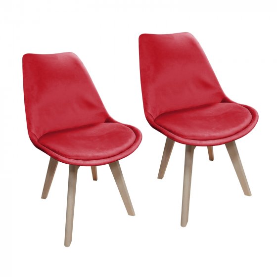 Stuhl Atlanta Velvet Uni 2er-Set Rot