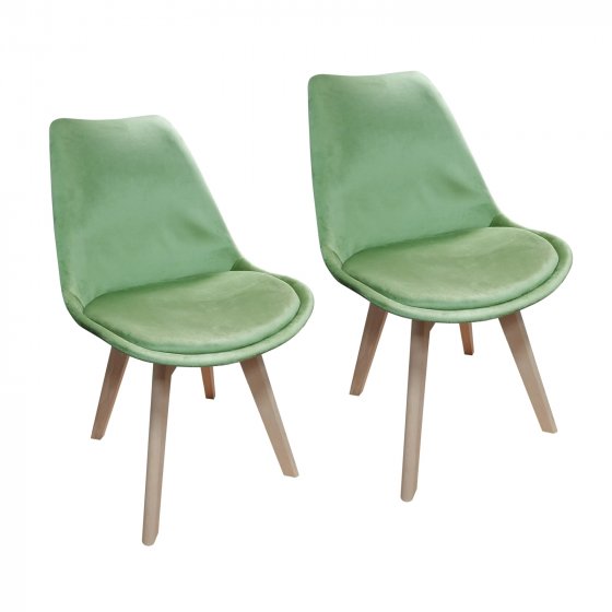 Stuhl Atlanta Velvet Uni 2er-Set Hellgrün