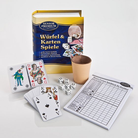 Würfel- und Kartenspielset mit großen Symbolen 