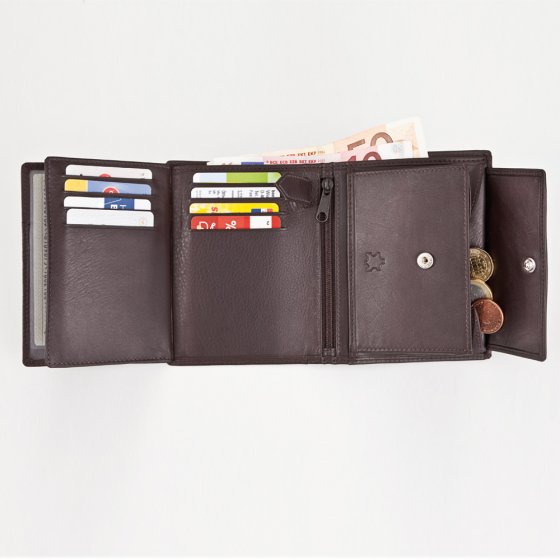 Geldbörse mit Scheckkarten-Safe - braun 