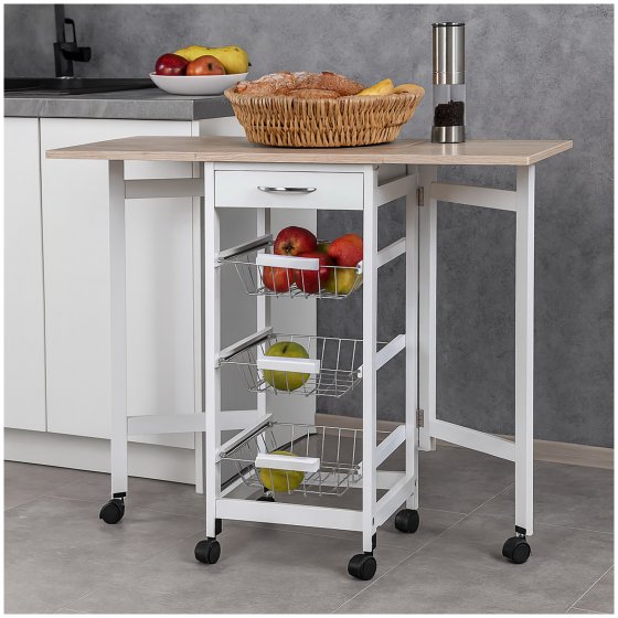 Küchenbar auf Rollen ausklappbar Skandi 