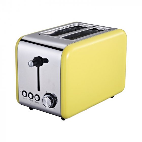 2 Scheiben Toaster mit Brötchenaufsatz Retro Gelb 