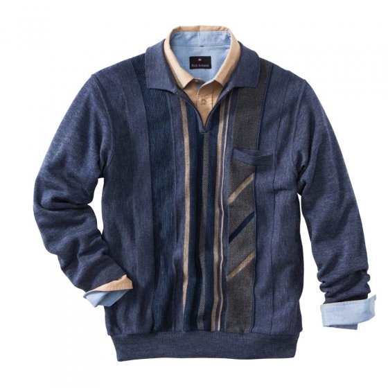 Polo-Pullover m.Brustta.,M M | Blau