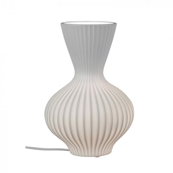Tischlampe Keramik weiß mit Rillen 20 x 30 cm 