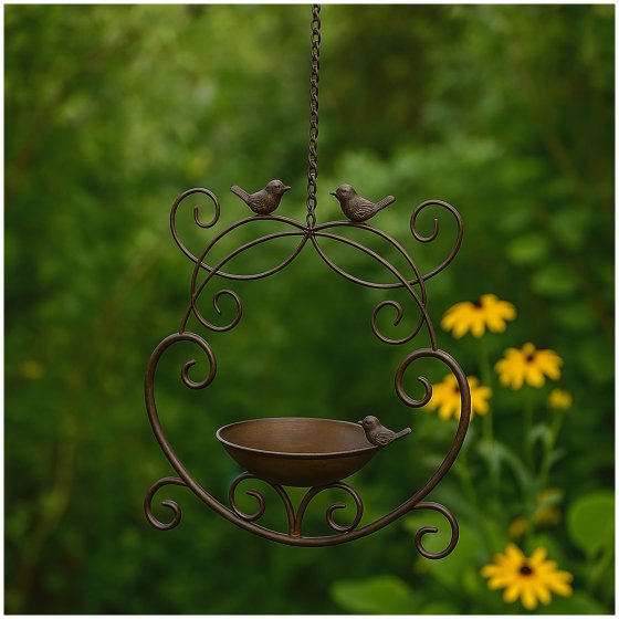 Vogeltränke Metall Hängend dekorative Schale wetterfest für Garten und Balkon 