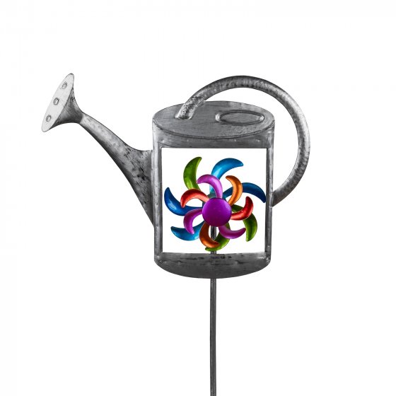 Gartenstecker Gießkanne mit Windrad 